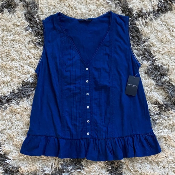 Lucky Brand Tops - Lucky Brand Button Up Ruffle Tank